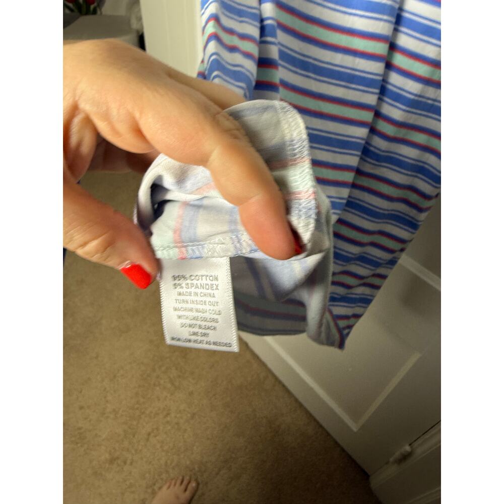 Hiho Dress Large Nautical Blue Striped 3/4 Sleeves Preppy Chic Summer Coastal - Picture 4 of 6